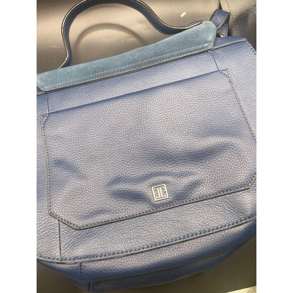 IVANKA TRUMP Claudia Twilight Blue Suede Leather Saddle Bag Style Tote Wallet - Picture 7 of 12